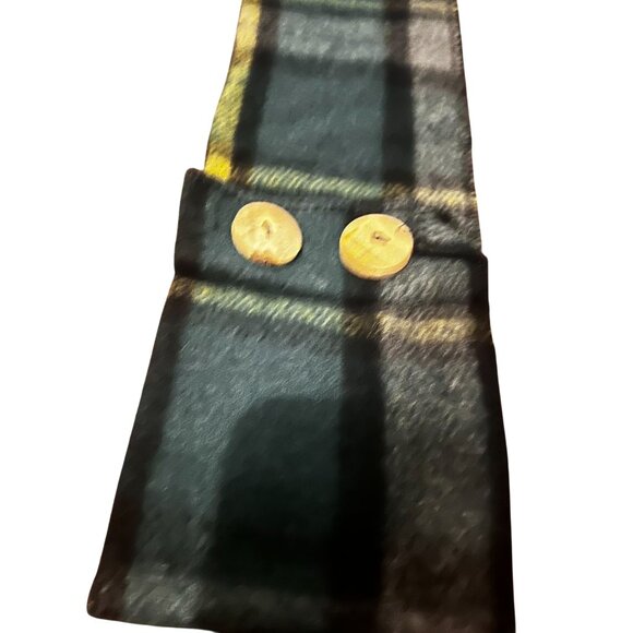Patrick King Merino‎ Wool Green Plaid Button Scarf With Fringe Trim scottish - Picture 4 of 9
